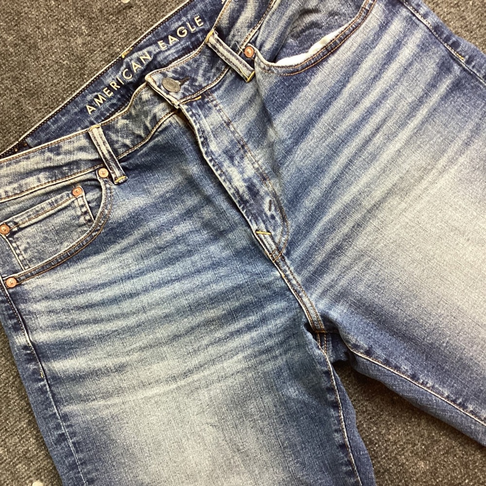 American Eagle Mens Medium Wash Denim Jeans 36x34 Blue Cotton Stretch 235
